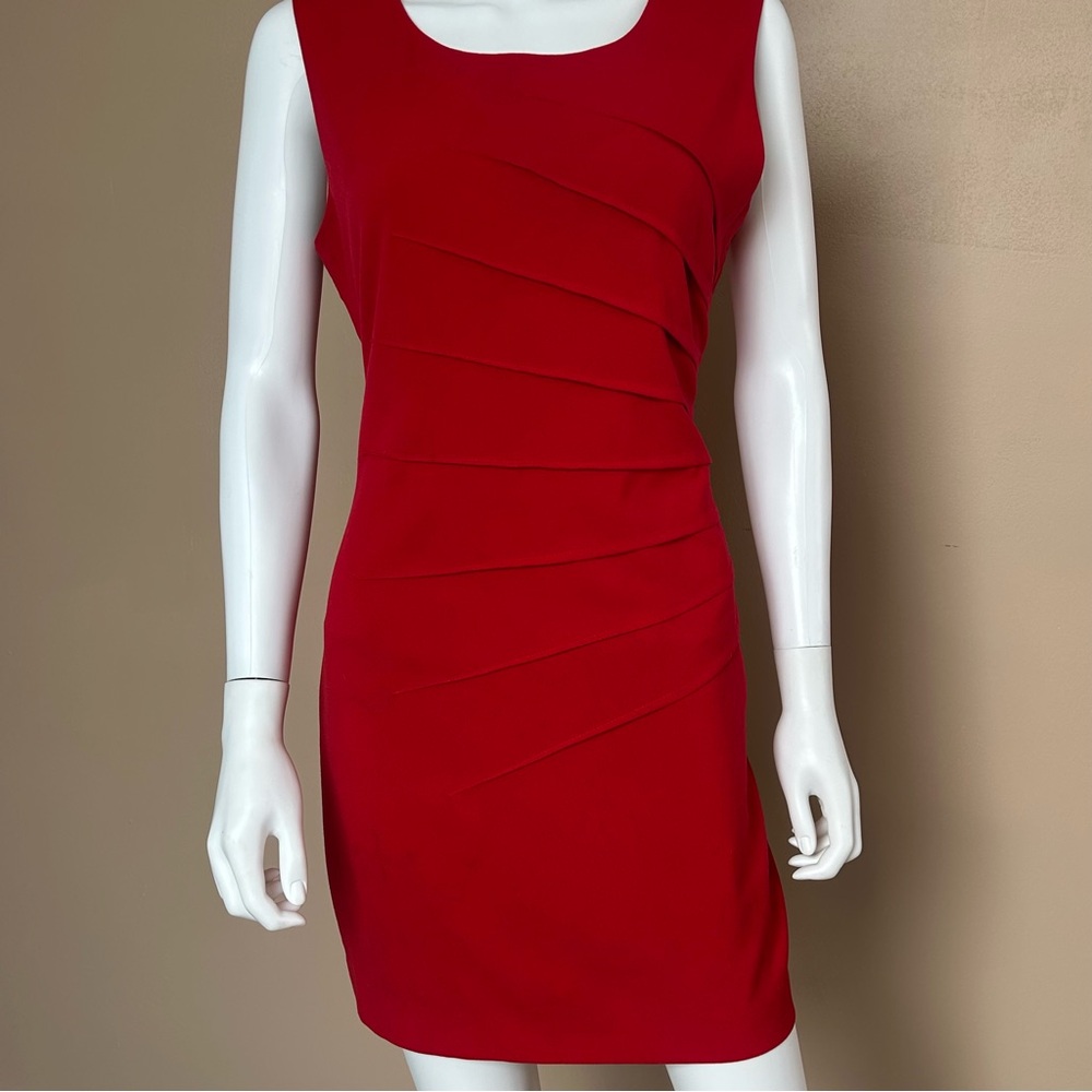 Calvin Klein Red Sheath Mini Dress Scoop Neck Sleeveless - Picture 10 of 10